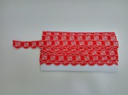 Pizzo in feltro ricamato con cappette colore rosso