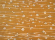 Feltro senape stampa fiori e righe crema