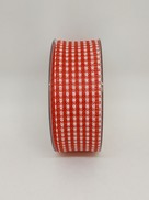 Nastro rosso in tnt a quadretti bianchi
