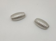 Perla ovale rivestita in tessuto colore grigio chiaro/argento