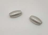 Perla ovale rivestita in tessuto colore grigio chiaro/argento