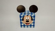 Scatola cubo "Mickey" azzurra a quadretti